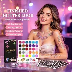24 Color Changing Glitter Gel Set with Brush, Holographic Coarse Particles for Face Hair Body Art, No Adhesive Needed, Ideal for Events