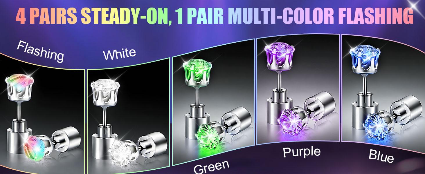 LED Earrings, Light Up Stud Earrings, Glowing Diamond Crown Pendant Earring for Women and Men, LED Jewelry for Party, Wedding, Birthday, Night Out, Disco, Festival