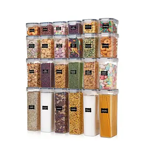 48pcs Airtight Food Storage Containers, Free Plastic Spaghetti Containers With Easy Lock Lids, For Kitchen Pantry Organization And Storage, Include LabelsHome Decor, Party Storage, Christmas Storage, New Year Storage