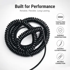 2 Core PU Coiled Spring Wire 2.5m, Auto Retractable Stretch Power Cord, Extendable Cable for Various Uses