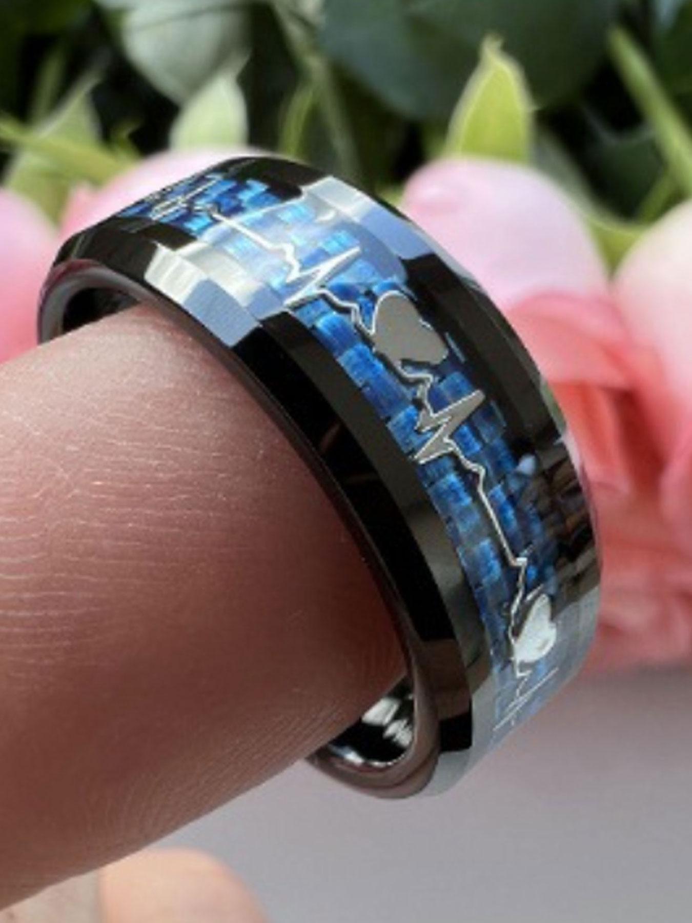 Stainless Steel Ring, Fashion Heartbeat Design Ring for Party, Daily Decor, Trendy All-match & Exquisite Jewelry for Birthday Gift, Statement Multi Ring