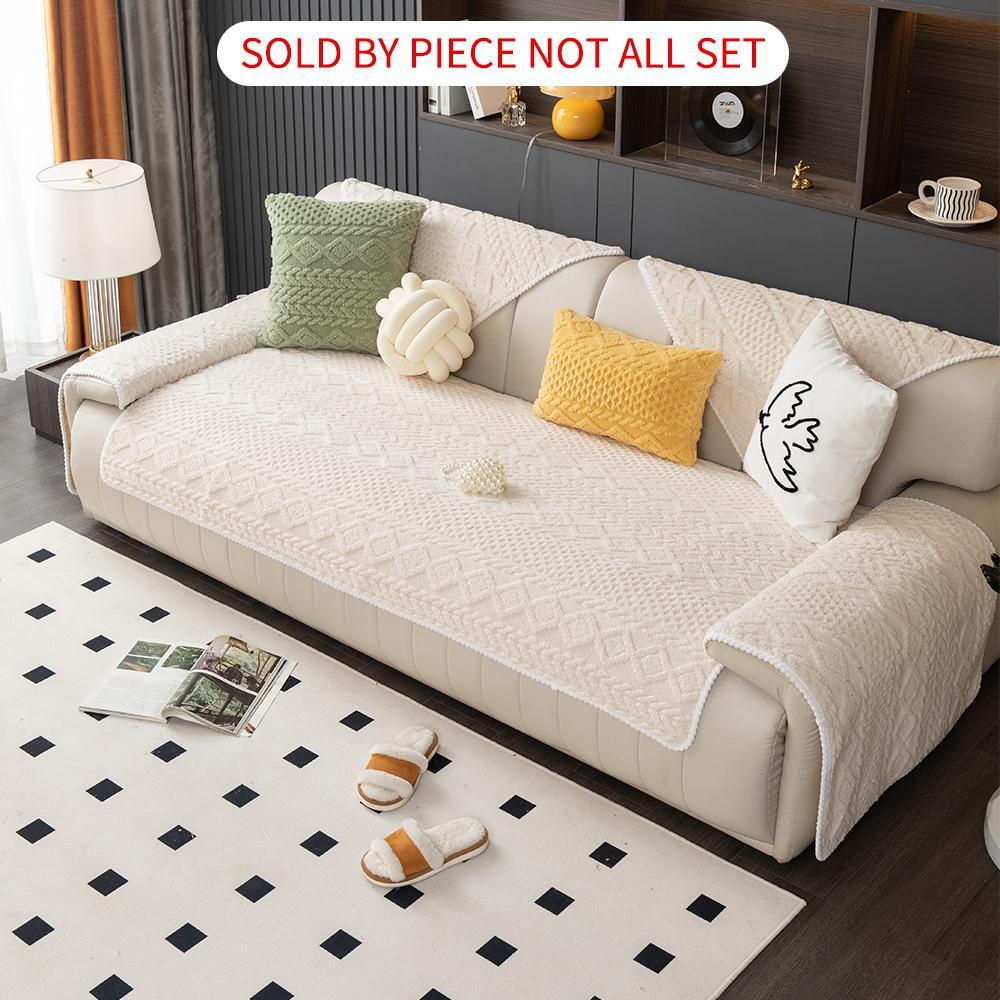 Solid Color Non-Slip Sofa Cover, Washable & Soft Couch Protector with Geometric Jacquard Design for Home & Living Room, Sofa Towel & Comfortable Throw Pillowcase, Furniture Protector #GLOBAL PICKS