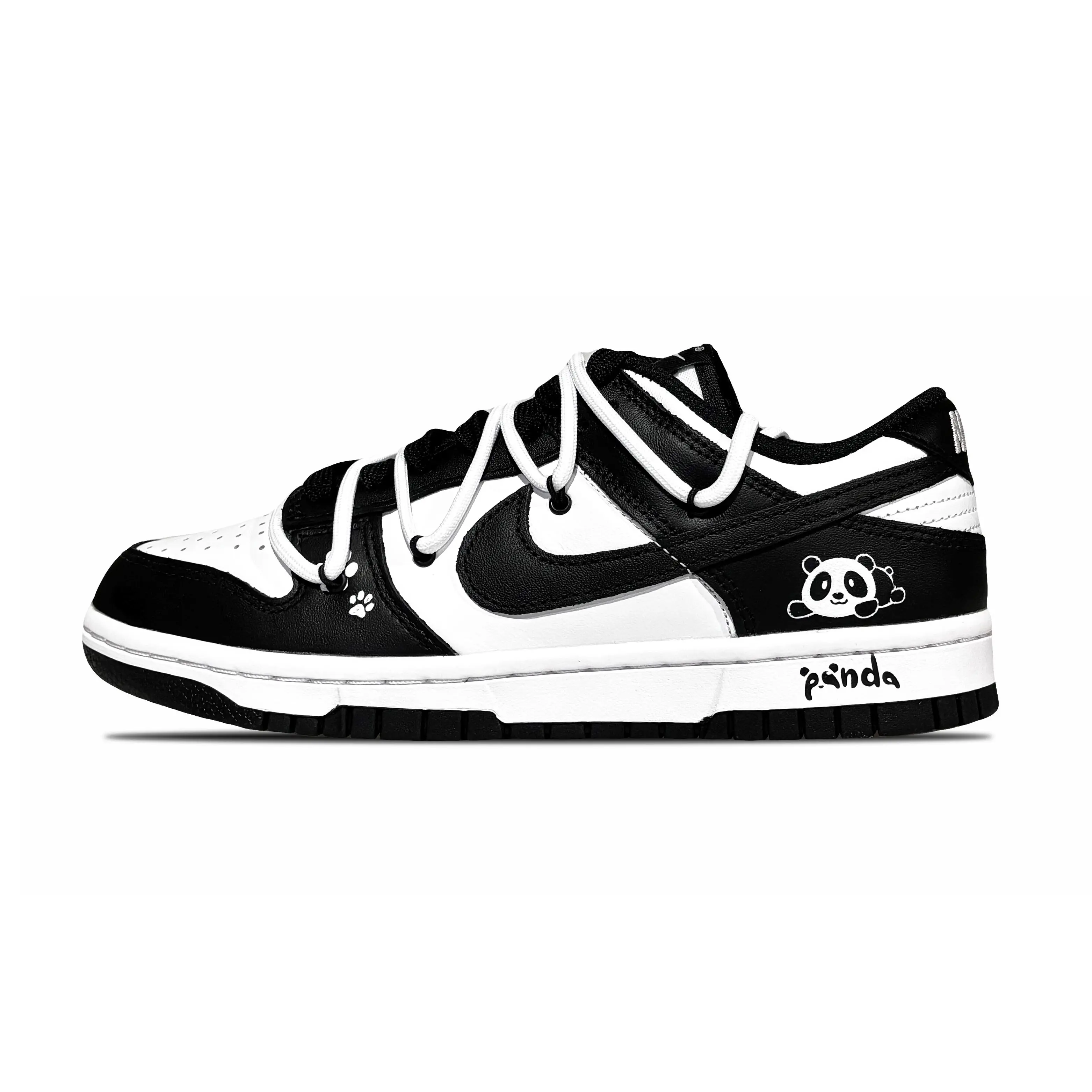 Nike Dunk Vibe Panda Deconstructed Lace Low-Top Canvas Sneakers for Men with Hand-Painted Graffiti Verifiable, with credentials and supporting global authentication
