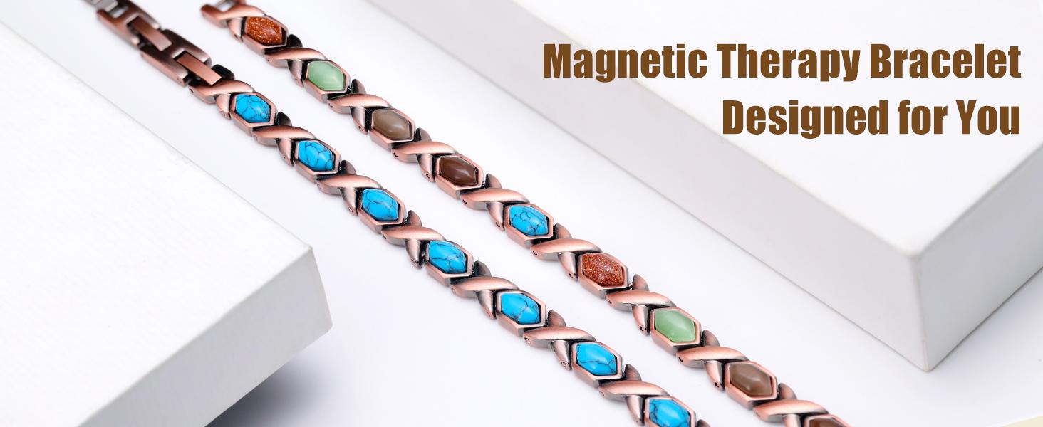 Jecanori Copper Bracelet for Women,Pure Copper Magnetic Bracelets,Natural Unique Gemstone,Gifts for Women Trendy Stack Bangle Elegant Minimalist Bangle SpringStatements