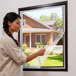 White Self-Adhesive Window Screen Kit, No-Drill Installation, Mosquito & Insect Protection, Breathable Ventilation, Easy Removal and Reusable