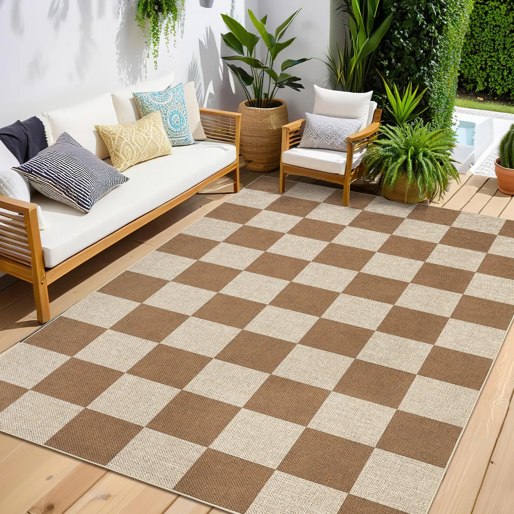 Modern Geometric Checkered Rug Machine Washable Ultra Thin Foldable Non Shedding Stain Resistant Non Slip Decor Rug For Bedroom Living Dining Play Laundry Entryway, Rectangle, 5*7Ft, Aesthetic Rugs, Fade Resistant