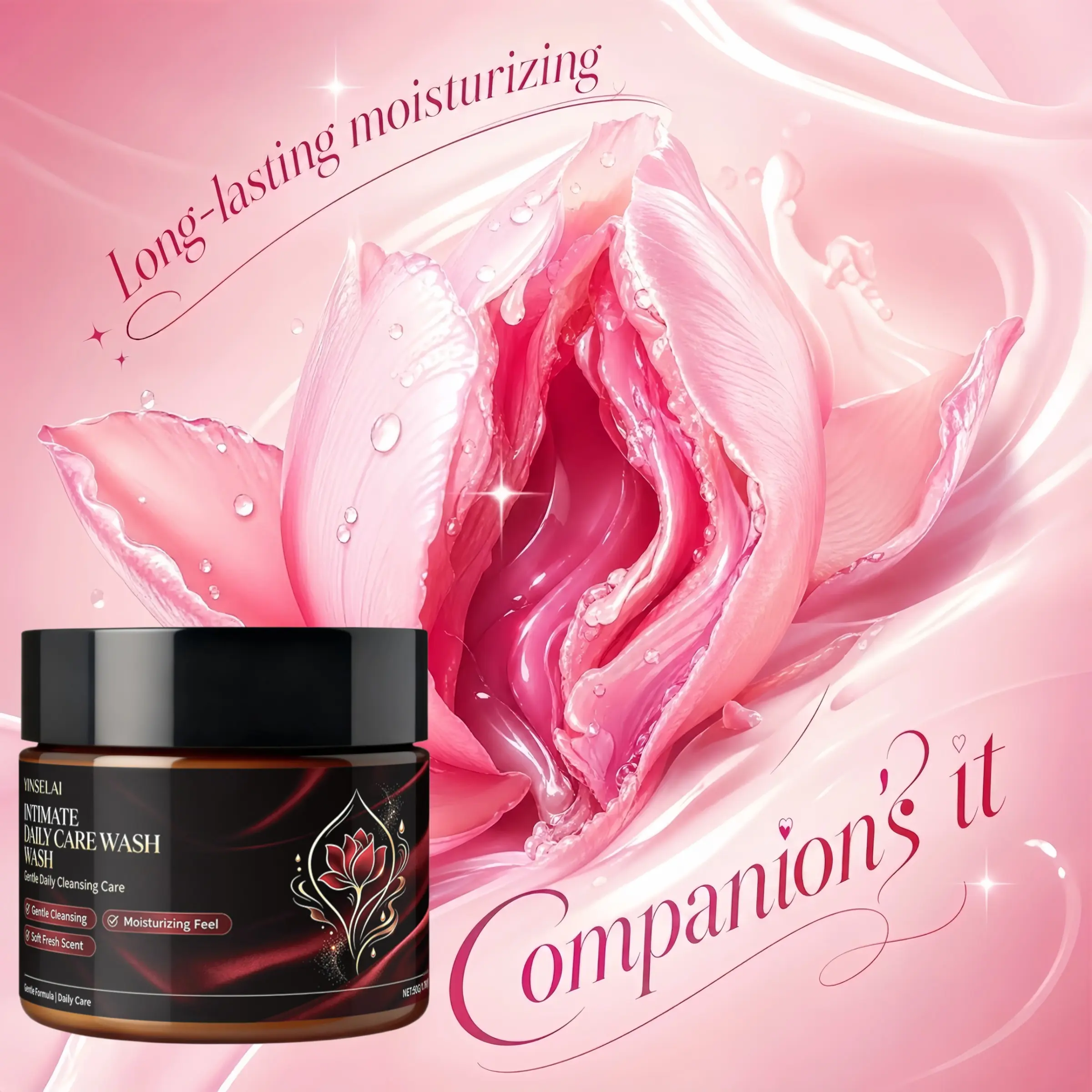Women's Triple-Action Intimate Care Balm, Gentle Cleansing, Deep Hydration, Smooth Lubrication, 50g, for Dry Rough Skin, Long-Lasting Scent
