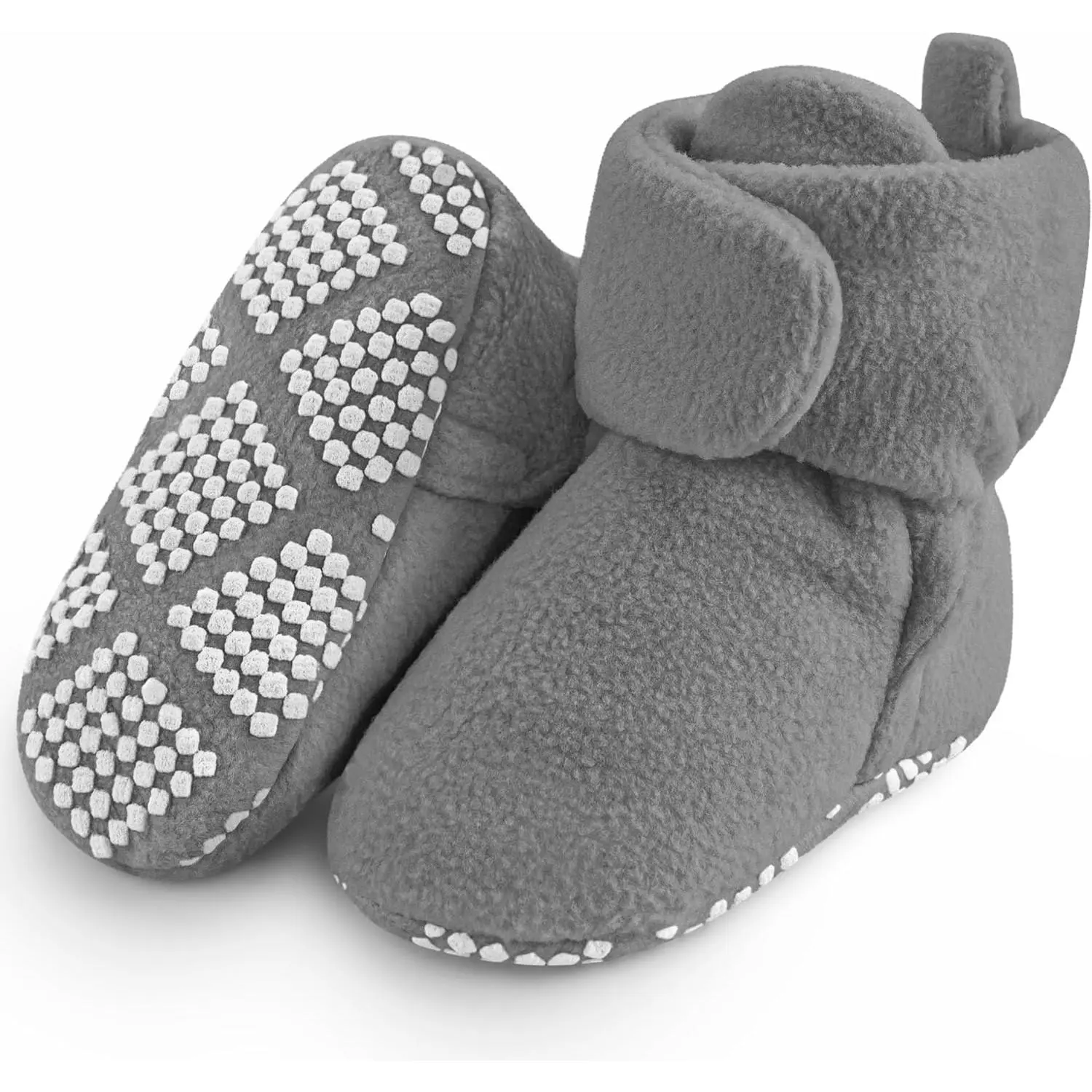 Fleece Baby Booties, Warm Cozy Baby Slippers, Stay On Sock Shoes, Easy to Put on, Unisex Baby Gifts, Soft Non-Slip Adjustable Newborn Boots  Boys and Girls