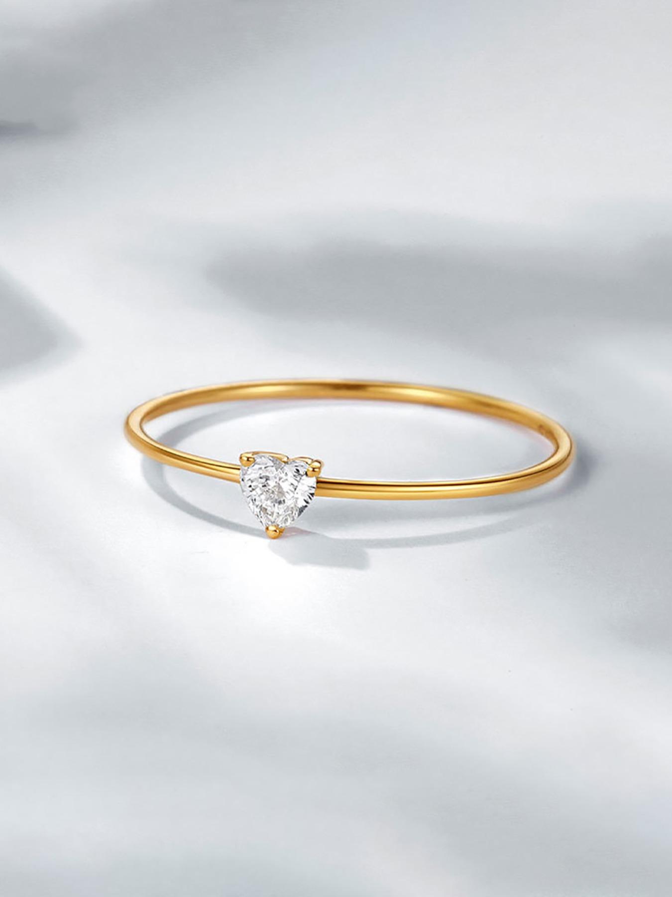 S925 Sterling Silver Heart Shaped Artificial Zirconia Ring, Elegant Compact Ring for Women & Girls, Fashion Promise Ring, Fashion Jewelry for Party, Daily Decor, Trendy All-match & Exquisite Jewelry for Birthday Gift