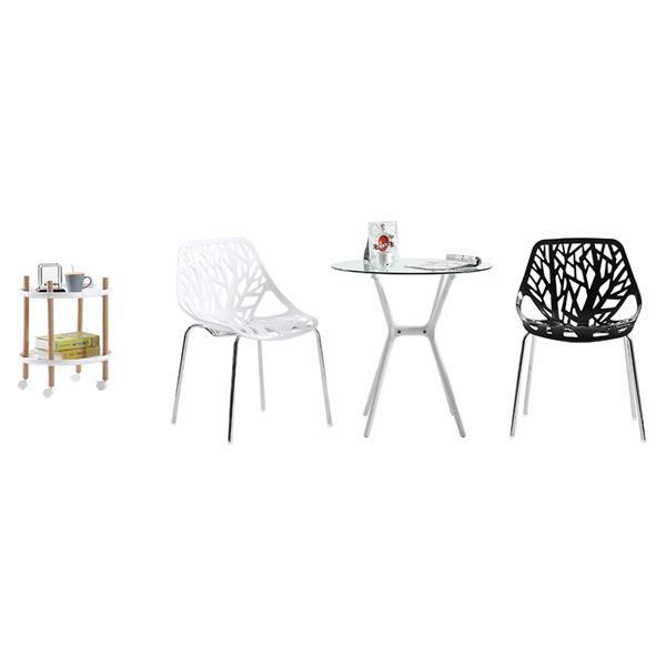 4pcs Modern Stackable Chair Set of 4,Kitchen White Dining Chairs,Birch Sapling Comfy Chairs for Dining Room,Living Room,Waiting Room (White)