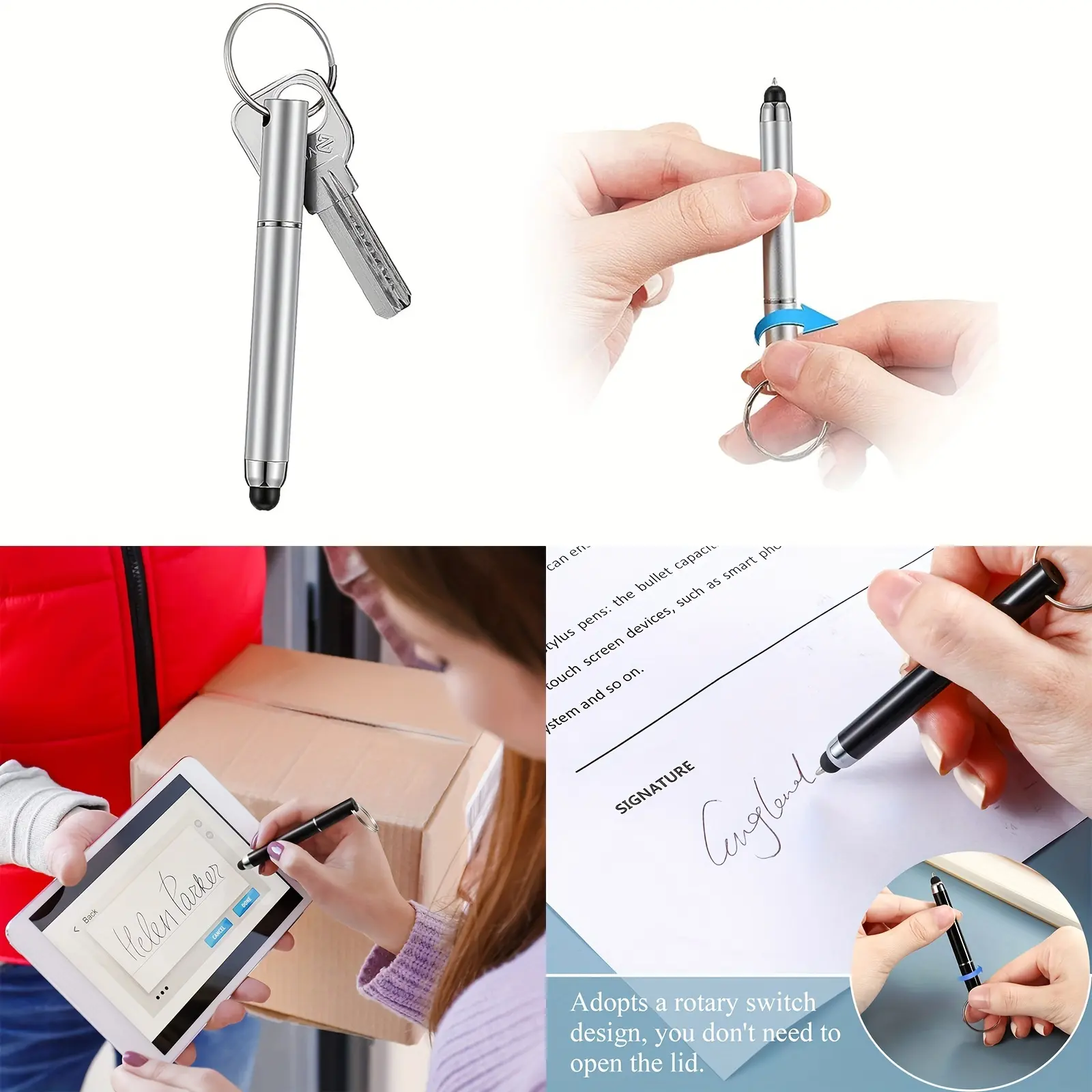 3-in-1 Stylus Pen Keychain Touch Screen Pens - Universal for Apple, Samsung, Android - Precise Painting & Writing - 2pcs Set - Durable & Stylish Gift Choice