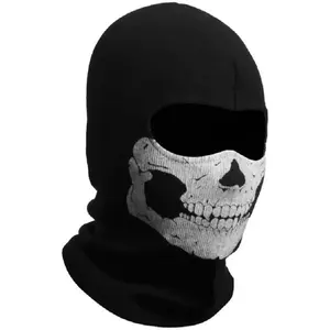 Full Face Mask Black Skull Print Balaclava with Skull Printed for Cosplay Party Motorcycle Bike Cycling Hiking Outdoor