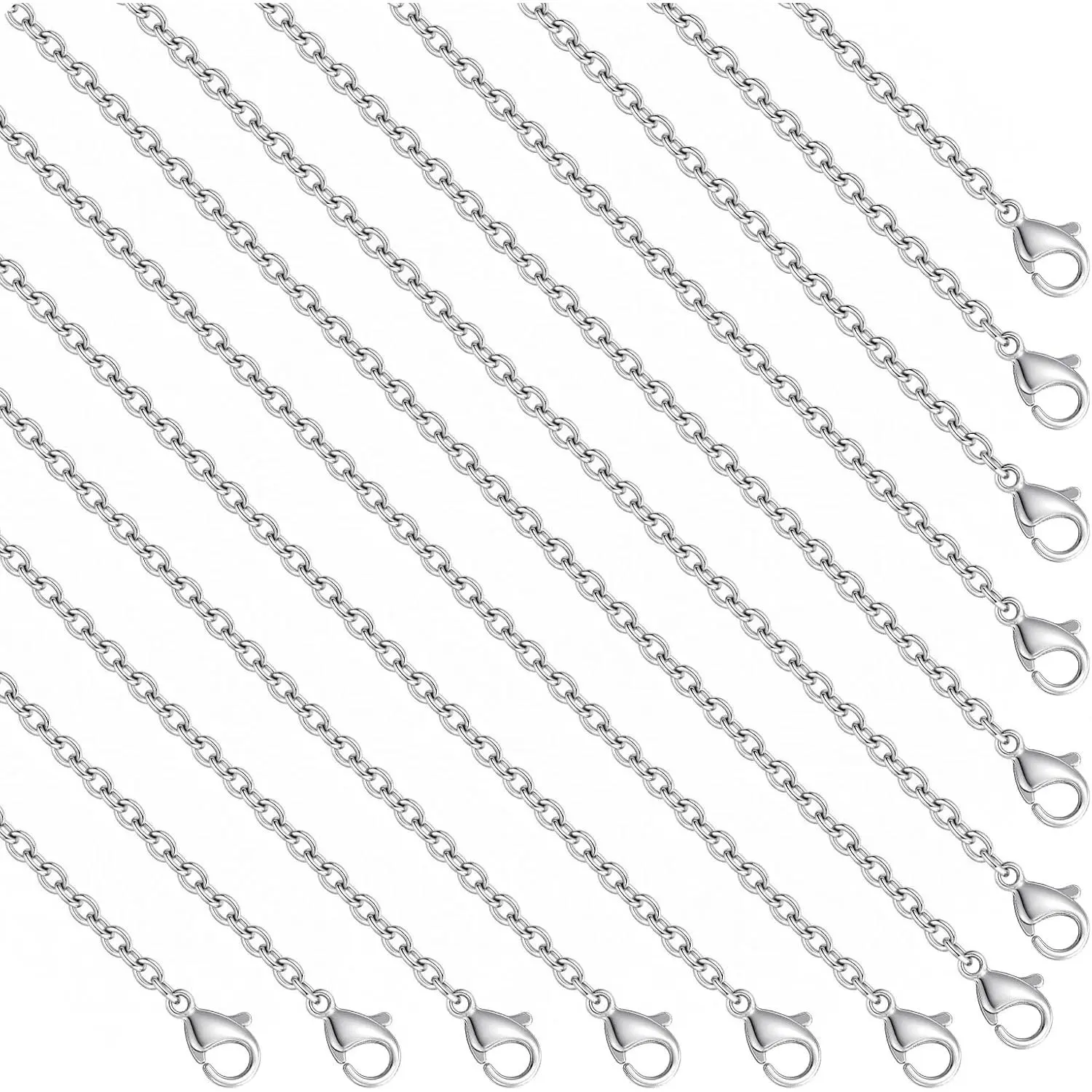 20 Pack  Necklace Chain Stainless Steel Link  Chain with Lobster Clasps for DIY  Making(17+19 Inch)