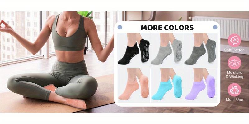Women's and men's Pilates non-slip socks, yoga socks with grips, suitable for barre, barefoot activities, and as non-slip socks for hospital use