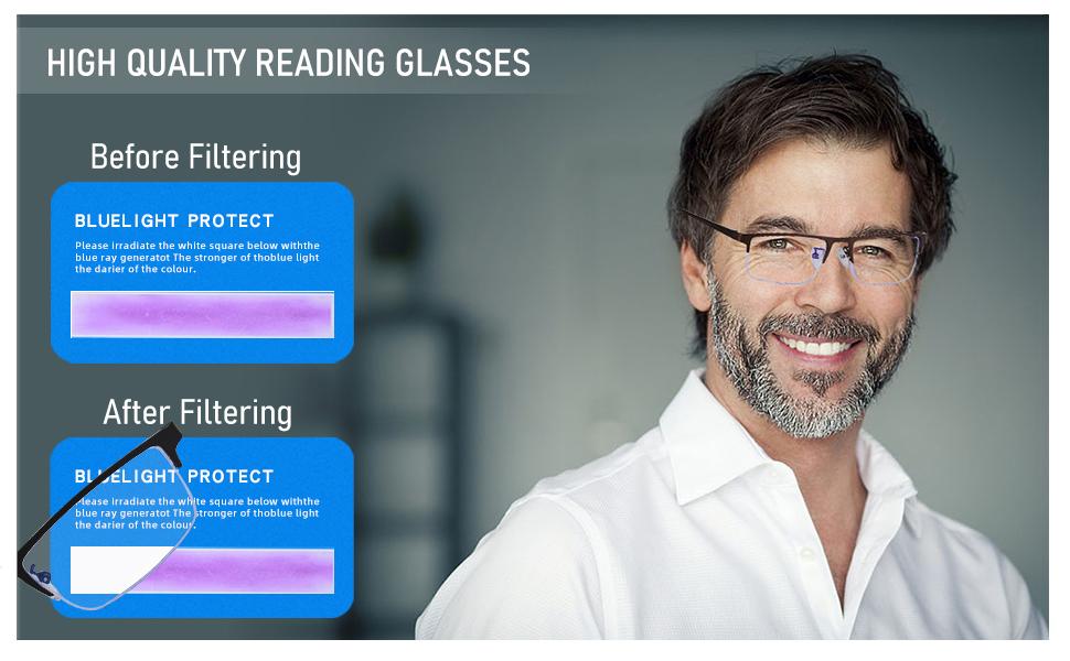 3-Pack Reading Glasses for Men, Lightweight Metal Half Frame Blue Light Blocking Computer Readers, Filter UV Ray/Computer Glare with Spring Hinge Eyeglasses(3PCS Black,+2.75)