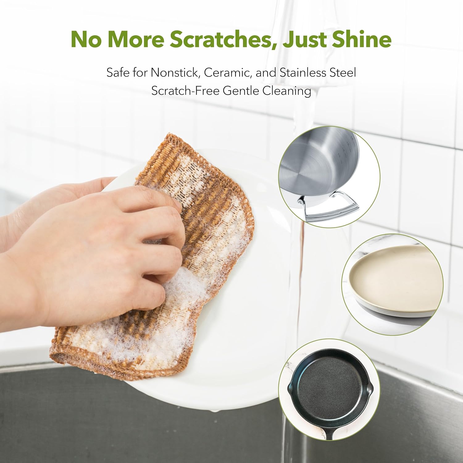 10 count EcoCorn Dish , Dishwashing Mesh Net, Kitchen Scrub Sponges-Biodegradable Corn Fiber, Non-Scratch, Ordor-Free, Microplastic-Free, All Purpose Kitchen & Household Cleaning (10 count)