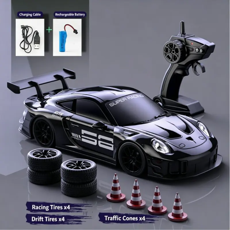 1:24 Scale Remote Control Drift Race Car, Dual Vehicle Racing, 2.4g Technology, LED Lights, Speed Adjustable, Kids' Outdoor Indoor Game, Aa Batteries Needed