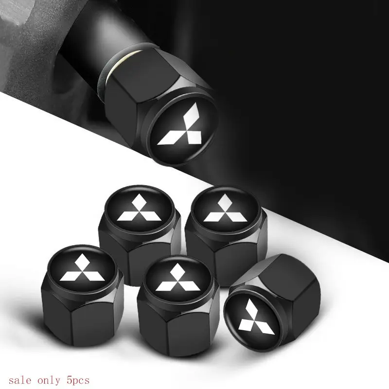 5pcs Motorcycle Wheel Tire Valve Caps, Tyre Rim Stem Covers, Airdust Accessories for Mitsubishi Outlander Sport, L200, Xpander, Mpv, Eclipse Cross Compatibility