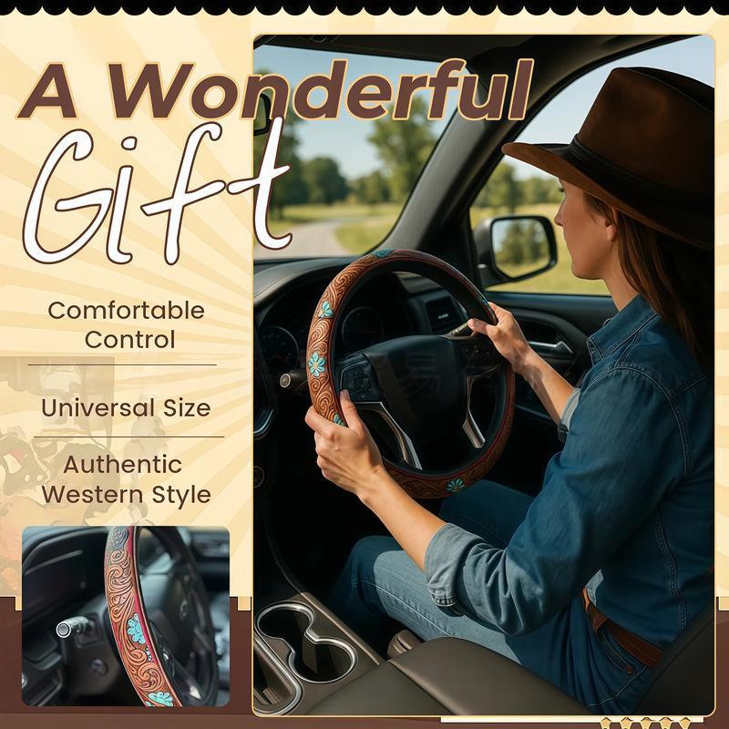 NEW  2026  Non-Slip Grip Steering Wheel Cover with No Inner Ring Breathable for All Seasons Western-style Contoured Hard Shell FootballBack Protector Black Pool Tennis Car Interior Kit....