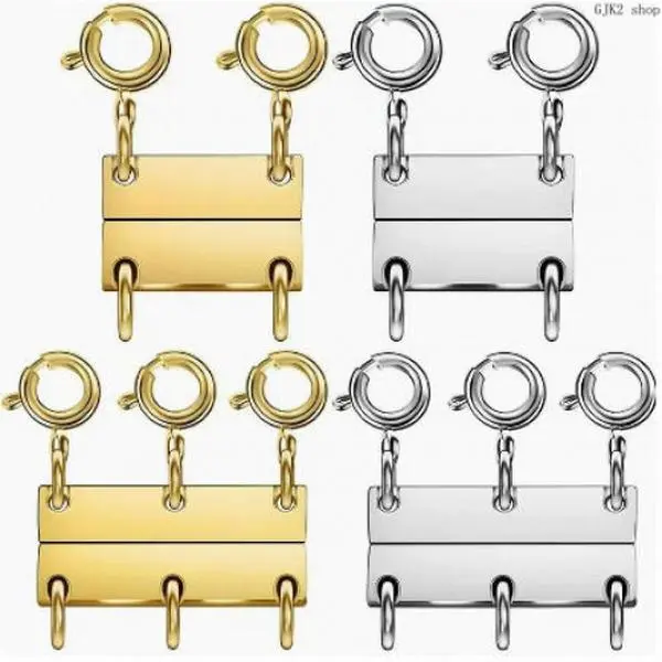 Gold & Silver Plated Stainless Steel Necklace Separator Clasps for Women, Magnetic Multi-Strand Anti-Tangle Connector for Layering 2 & 3 Chains, Jewelry Craft Supplies, Stainless Steel Jewelry