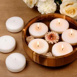 12 Pack 3-Inch White Unscented Water Floating Candles Long Burning Candle Set for Wedding Dinner Thanksgiving Party Centerpieces Home Decor