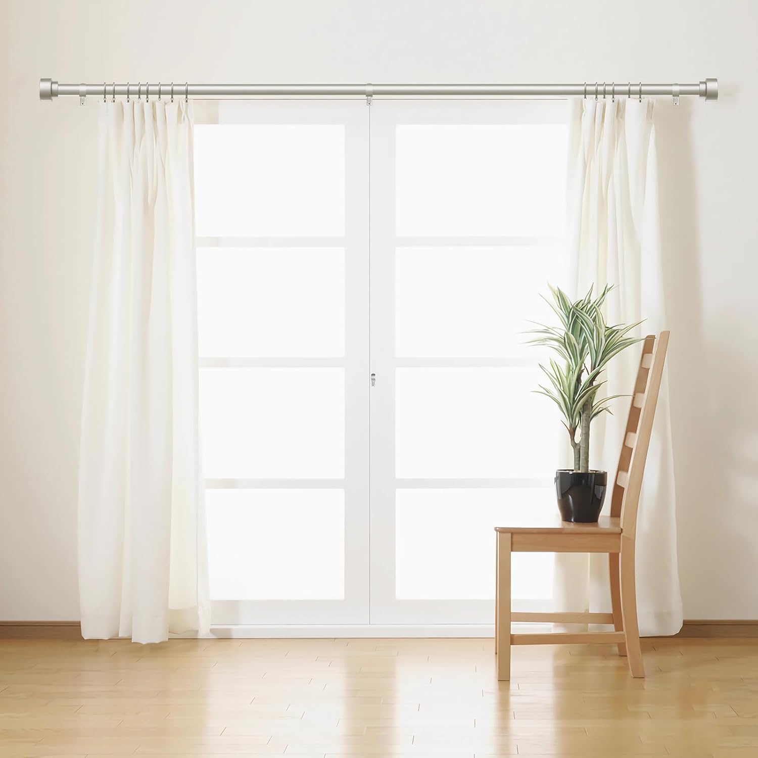 Curtain Rods for Windows 72 to 144, 1 Inch Adjustable Heavy Duty Long Window Drapery Rods with End Caps, Indoor Outdoor Curtain Rods for Patio Bedroom, Size 32" - 150", Brushed Nickel Curtain Rods for Windows 72 to 144, 1 Inch Adjustable Heavy Duty Long Window Drapery Rods with End Caps, Indoor Outdoor Curtain Rods for Patio Bedroom, Size 32" - 150", Brushed Nickel