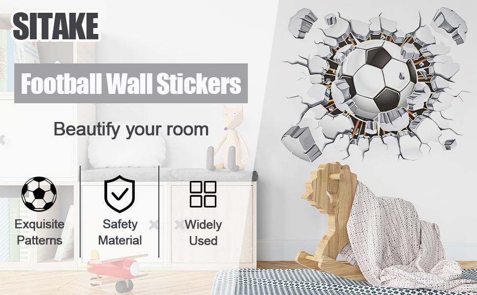 SITAKEYFMHK Create a dream soccer-themed space!These 3D football wall decals are self‑adhesive, removable and waterproof.Great DIY decor for kids’ bedroom, playroom or living room, ideal for little sports fans✨