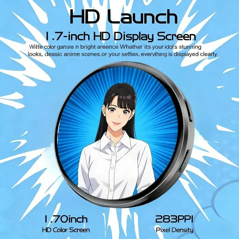 Cyber Electronic Bar Smart Network Badge 1.7-inch HD Screen Display Technology Anime Electronic Badge | Dynamic Display GIF/Video Badge