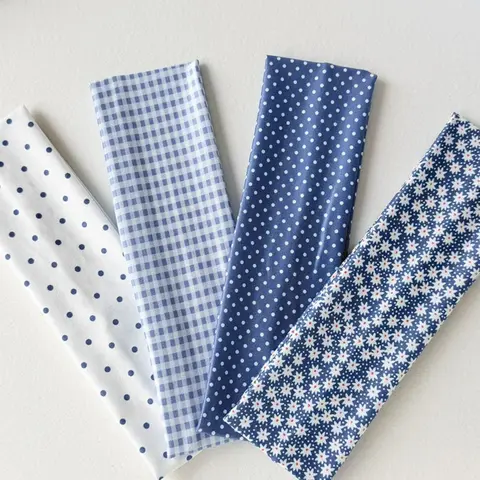 4 Pcs Elastic Hairbands, High Elasticity, Polka Dot, Floral and Plaid Patterns, Soft & Comfortable, Ideal for Daily, Yoga, Beach and Outdoor Use, Cute Headbands, Hair Accessories