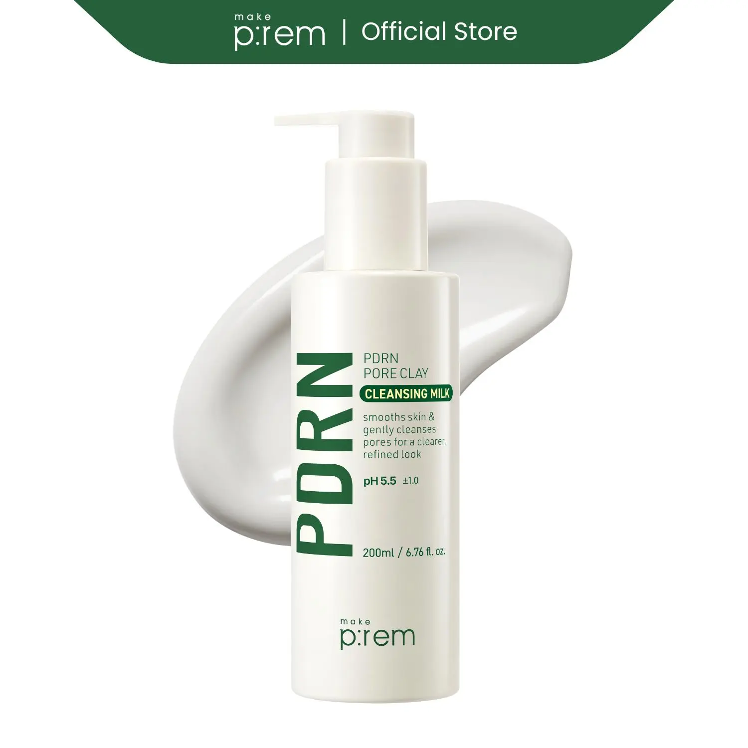 MAKE P:REM PDRN Pore Clay Cleansing Milk 6.76 Fl Oz, 200ml | Gentle Daily Exfoliator Hydrating Milky Cleanser for Sensitive Skin