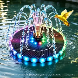 olar Fountain Sprinkler, with Colorful LED Lights, Multi-Nozzle Auto Floating Design, 2026 New Hassle-Free Outdoor Decor Water Toy for Swimming Pool, Fish Pond, Lawn & Backyard Garden
