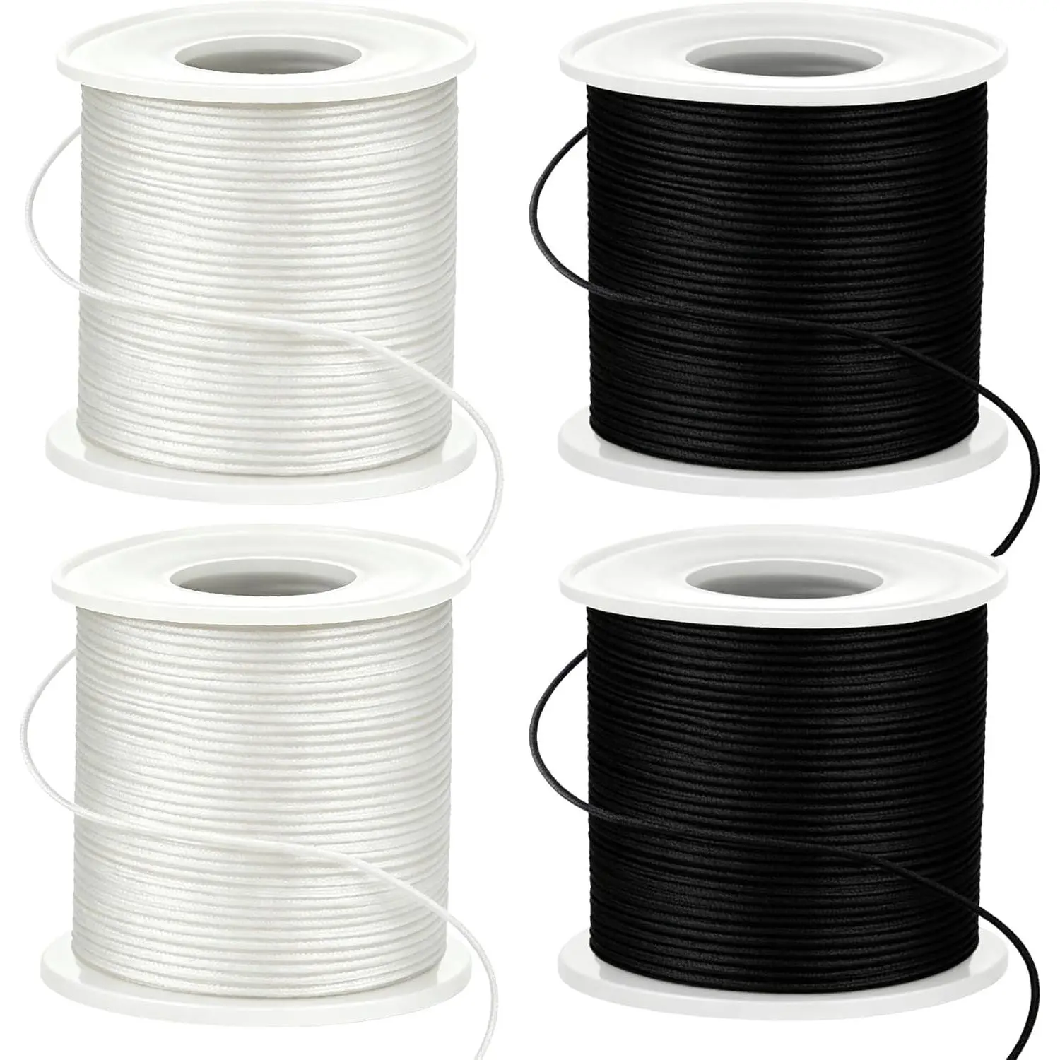 4 Rolls Stretchy Bracelet String, 660FT Elastic String Cord for Bracelets, 1mm Elastic Thread for Bracelets  Making Necklaces Beading Craft (2 Black, 2 White)