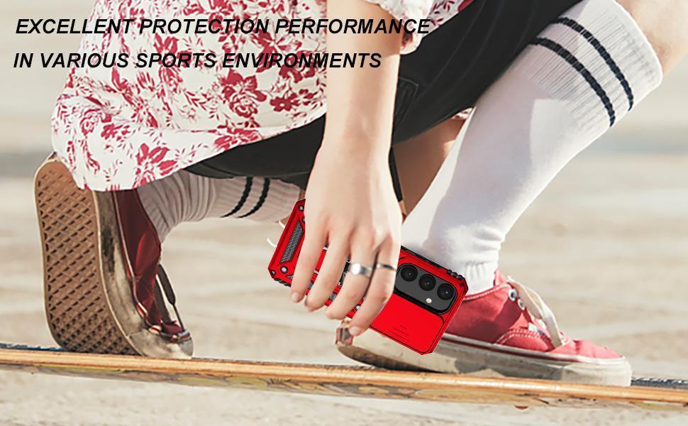 Phone Case for Samsung Galaxy S24 / S25 Case with HD Screen Protector & Kickstand & Slide Camera Cover,Phone Case for S24 / S25 6.2", Red