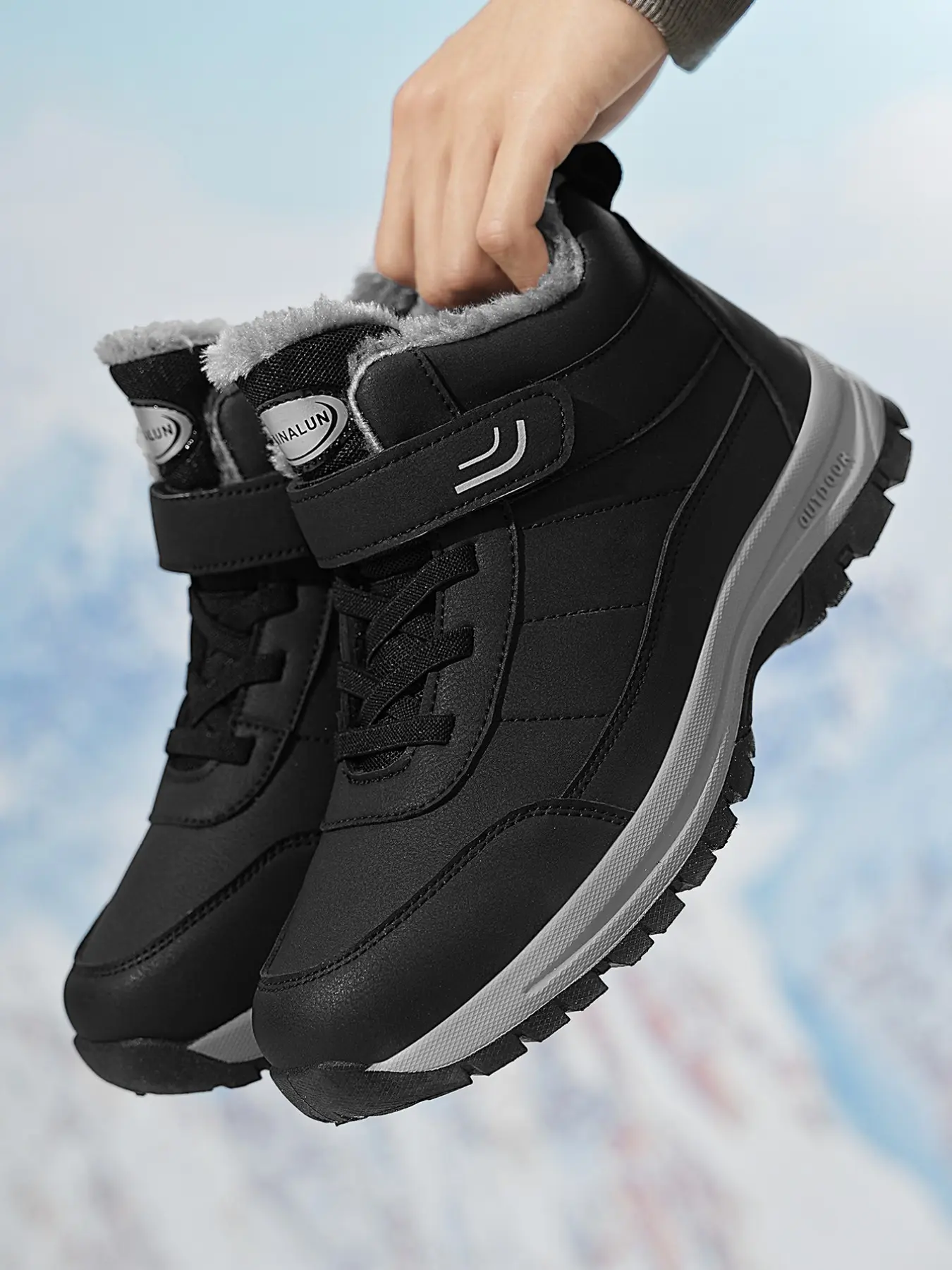 Men's Winter Snow Hiking Boots with Warmth and Traction, Outdoor Hunting Shoes for Cold Weather, Insulated Camping and Mountain Climbing Footwear