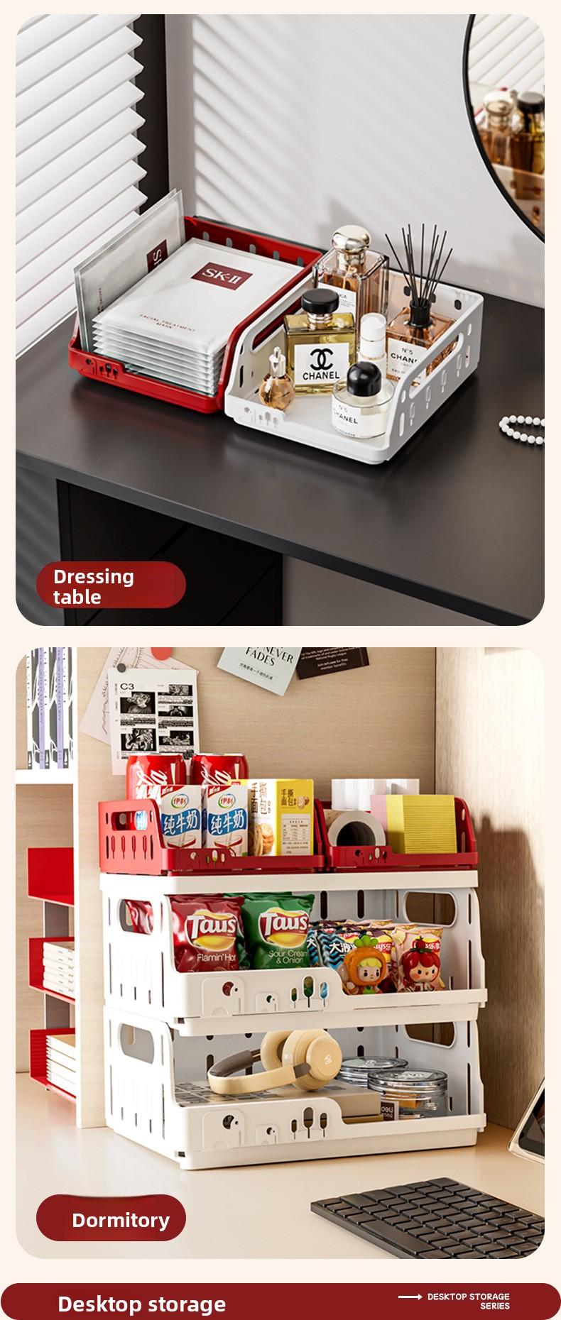 Clario "Rainbow Palette" A4 Collapsible Storage Crate — Large Aesthetic Modular Desktop Organizer for Books, Planners and Skincare. This High-Capacity Folding Pastel Bin is Perfect for Dorm Essentials and Home Office Setup