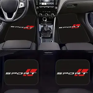 4pc Sport Design Universal Car Floor Mats, Durable Polyester Material, with Letters, Fits Most Vehicles, Vehicle Interior Protection