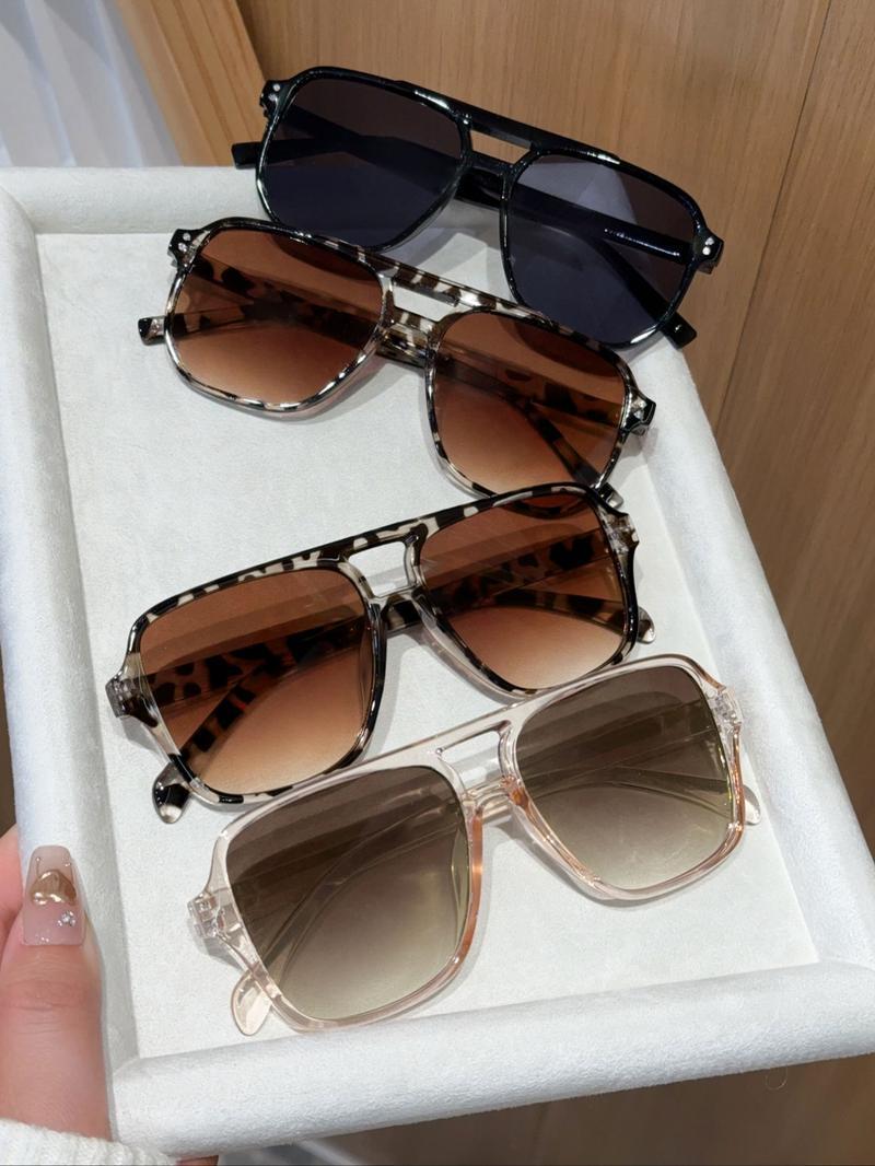 4-pack unisex Y2K fashionable versatile aviator sunglasses, stylish casual sunglasses for daily use, fashionable accessories for outdoor activities Lightweight Polarized Sports Square Vintage Small Oval Women's Glasses Double Bridge Sunglasses Set,summerw
