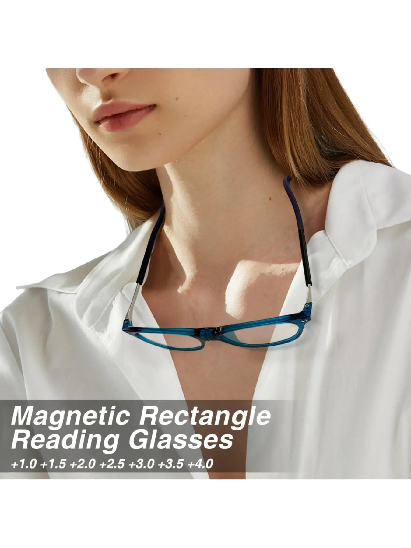 Fashionable Reading Glasses with Neck Strap, Magnetic Eyeglasses, Unisex Prescription Glasses, Adjustable Temple Arms, All Seasons