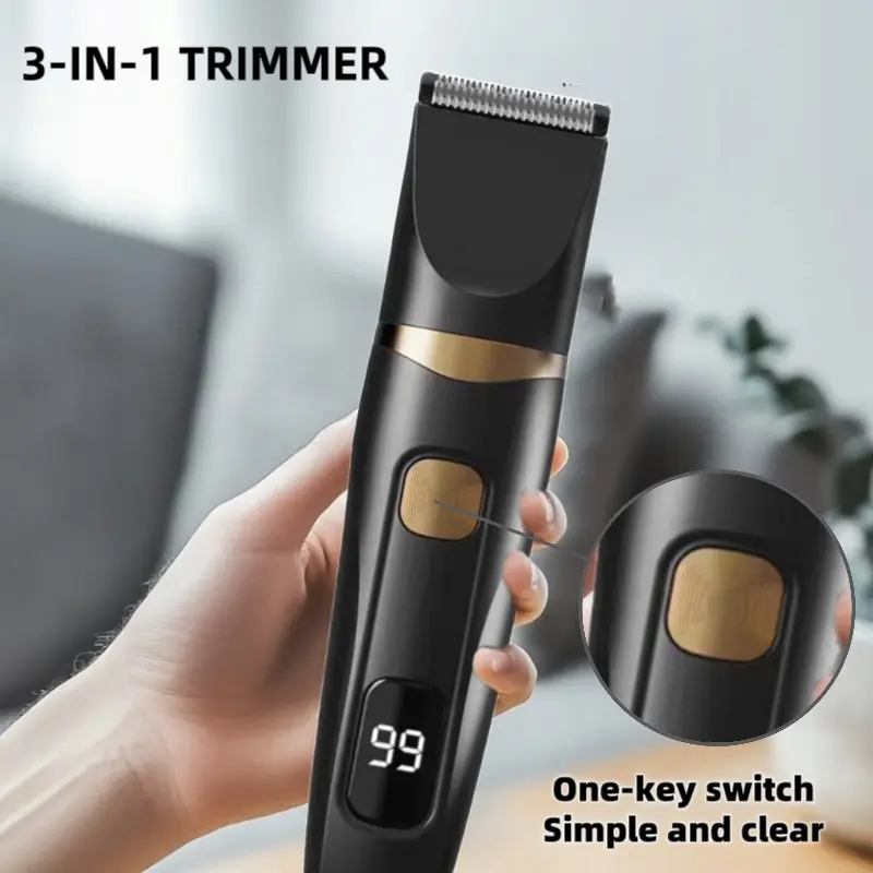 Rechargeable 3-In-1 Professional Men's Electric Hair Clipper, USB Charging Cordless Shaver, Trimmer & Razor, Ideal Gift for Men