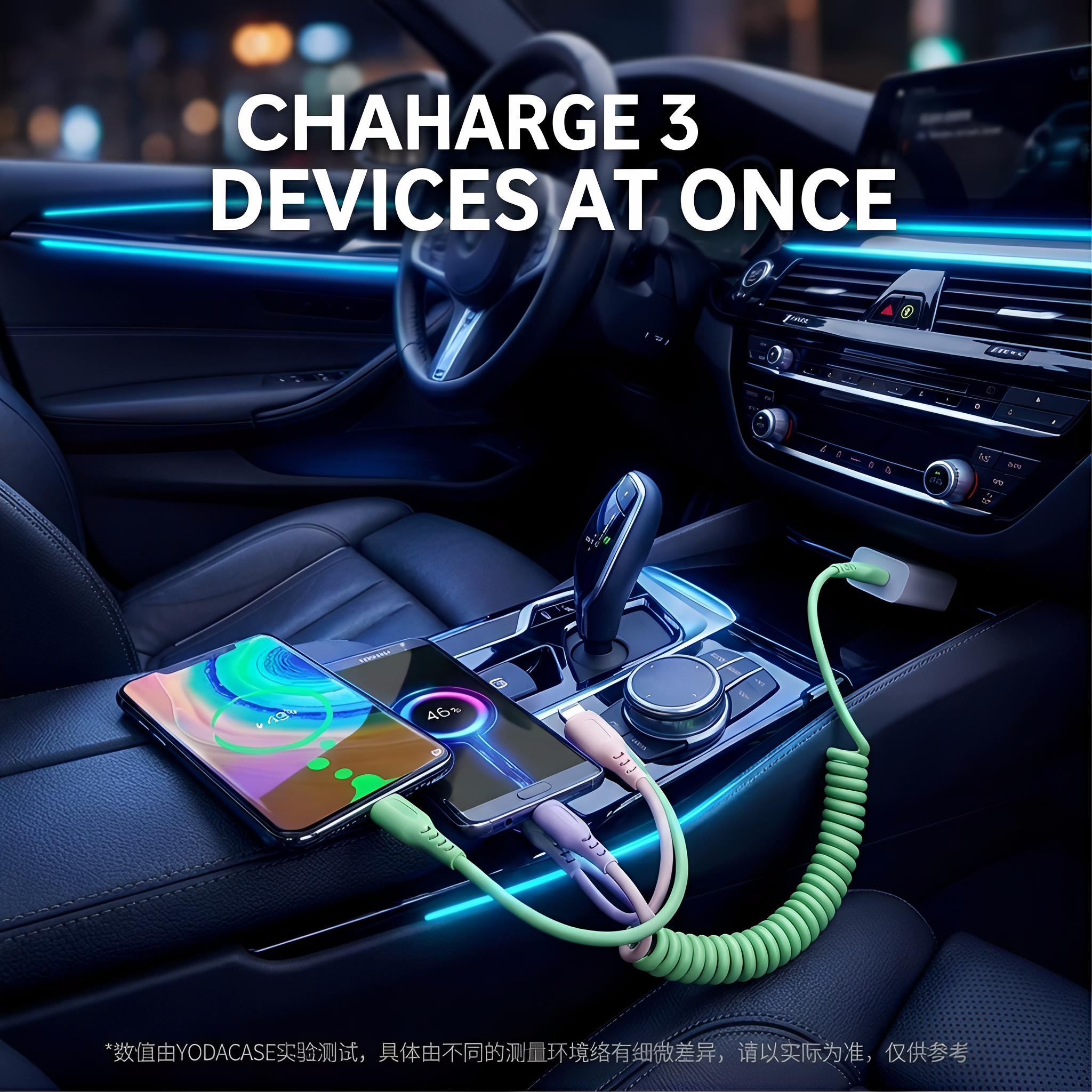 3-in-1 10A Super Fast Charging Cable 3M Extra Long, Durable Braided Multi Charger Cord with LED, Universal for iPhone 16 15 Pro Max