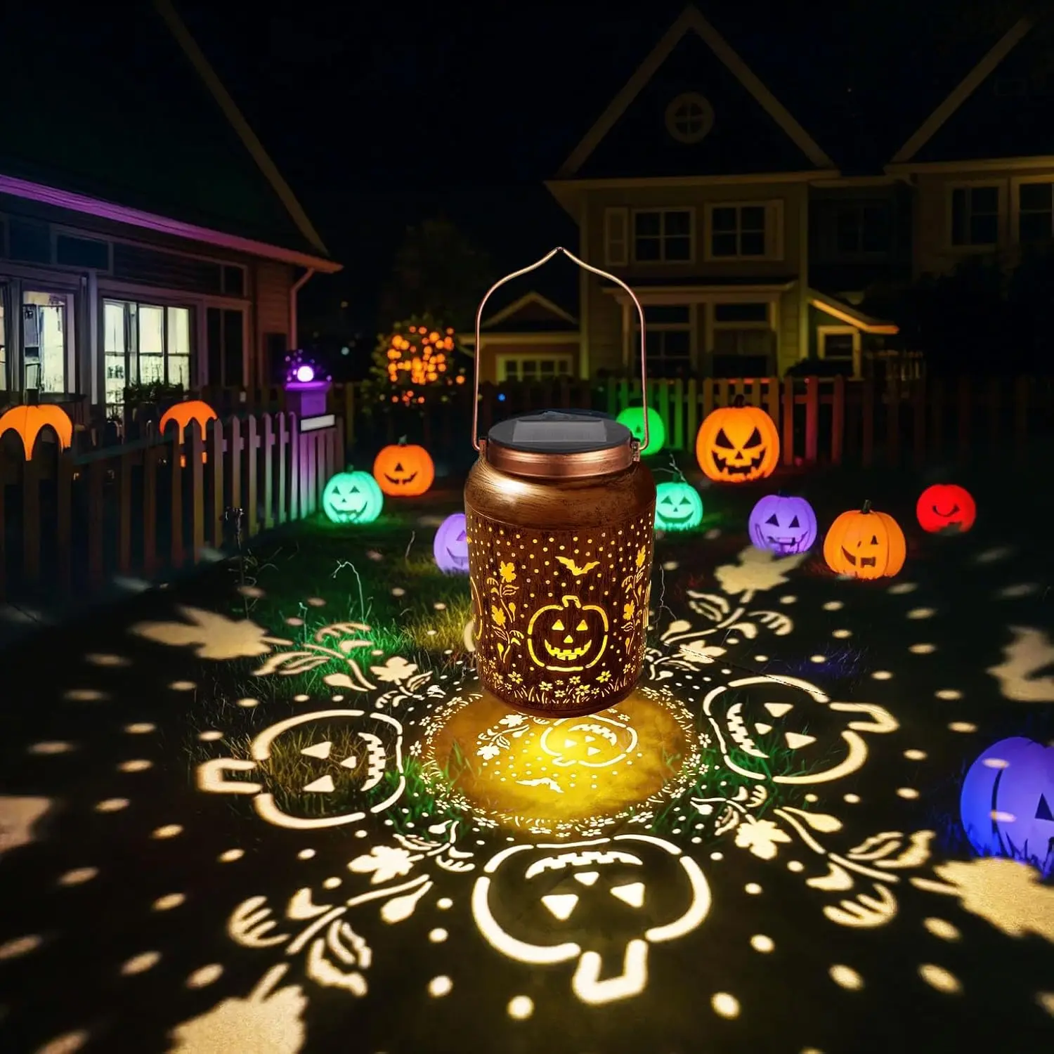 Halloween Decorations Solar Lanterns Outdoor  Pumpkin Garden Decor Gifts, Halloween Pumpkin Lantern Lights  Solar Lights for Halloween Party, Yard, Patio, Backyard, Porch