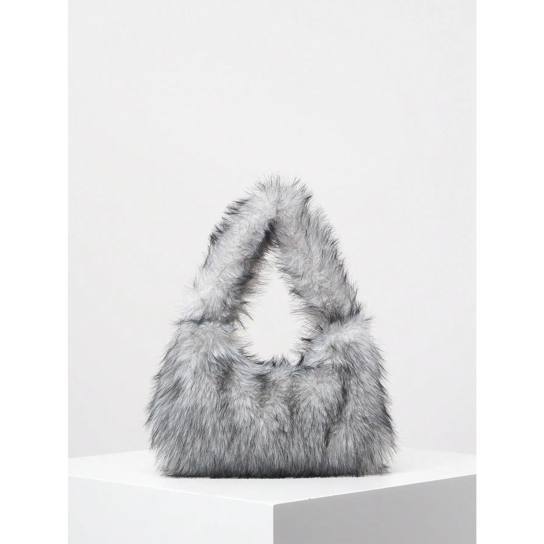 Y2K Plush Shoulder Bag, Crescent Shaped Bag In Dopamine Style, Color Block Armpit Bag, Fashionable Versatile Handbag, Cute Women's Wallet (Random Pattern)