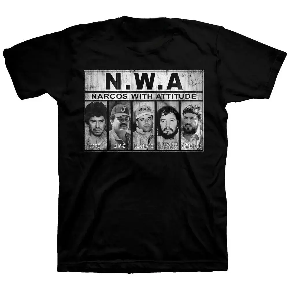 🇲 🇽 🖤 🎵 N.W.A Narcos With Attitude T-Shirt – Vintage Mugshot Graphic Tee – Gangster Rap Streetwear Style – Outlaw Culture Inspired Top – Bold Retro Statement Shirt For Men And Women Casual Fashion, Shortsleeve, Cotton
