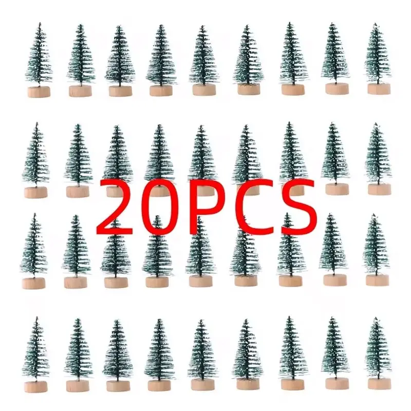 20 Classic Mini Artificial Christmas Trees, Palm Snow Frost, Plastic Winter Snow Decor, Cedar Home Decor, Unlit, All Seasons, Halloween Decoration