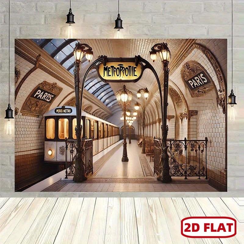 1pc Vintage Paris Metro Station, Background Banner, Background Multi-Functional Holiday Decorations, Rooms, Gardens, Photo Studio Props - Suitable for Home Decor, Party Decor And Photo Booths