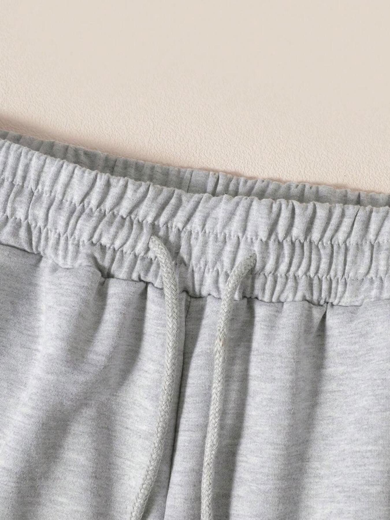 2PCS Casual Knitted Fabric Fashion Sports Round Neck Short Sleeve T-shirt+Elastic Warm Shorts Matching Two Piece Set