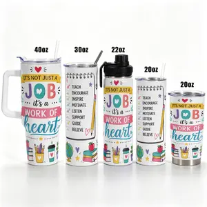 1 pc, 40oz/30oz/22oz/20oz Stainless Steel Vacuum Insulated Cup with Leak Proof Lid, 18/8 Food Grade Double Wall Sweat Proof Travel Coffee Flask, Work of Heart Teacher Appreciation Gift, Keep Cold 24H Hot 12H Cup H