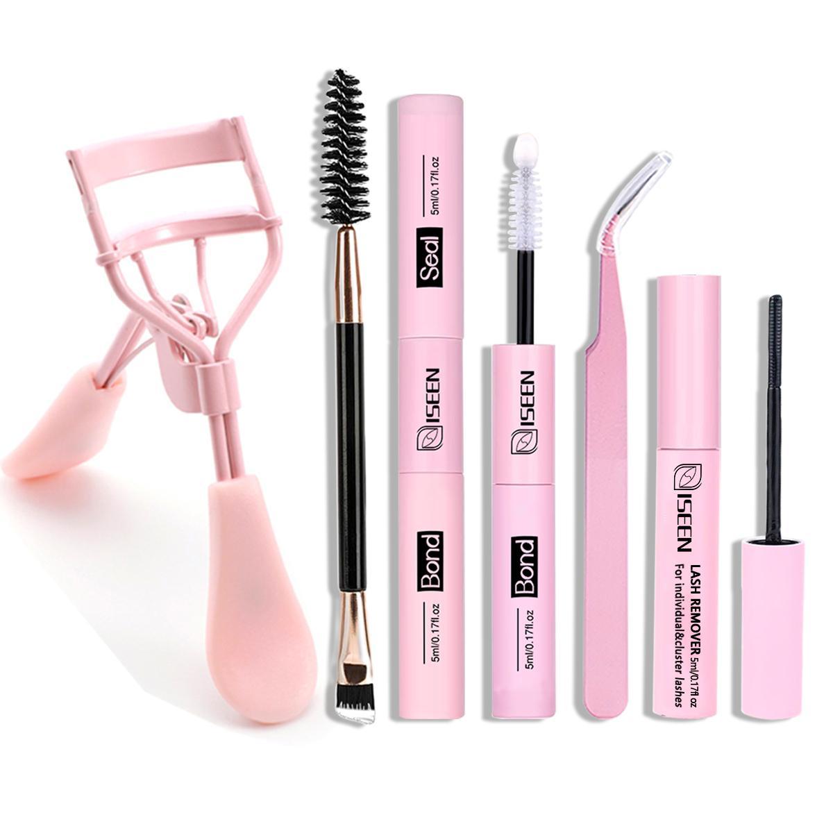 Eyelash Extension Tool Kit, Including Eyelash Bond and Seal, Eyelash Bond Glue, Eyelash Adhesive, Remover, Curler, Brush & Tweezers for DIY Lash Application, Gentle Eye Makeup Tools, Compact Cosmetic Set, Multifunctional Makeup Brush, Includes Lash Tools