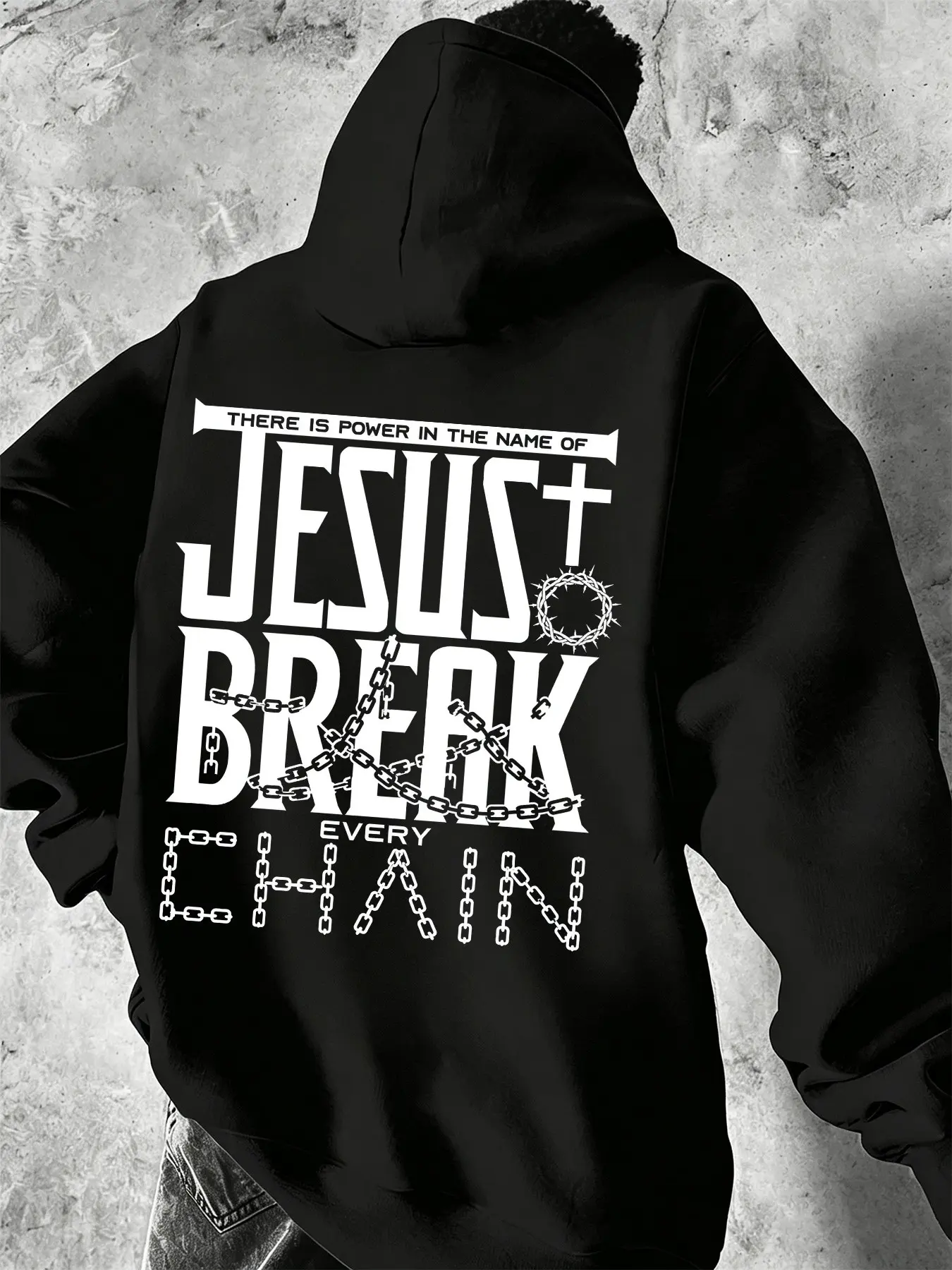 Mcd Jesus Break Every Chain Hoodie, Unisex Oversized Pullover, Christian Faith Streetwear, Fall Winter Casual Top, Church Gathering Wear