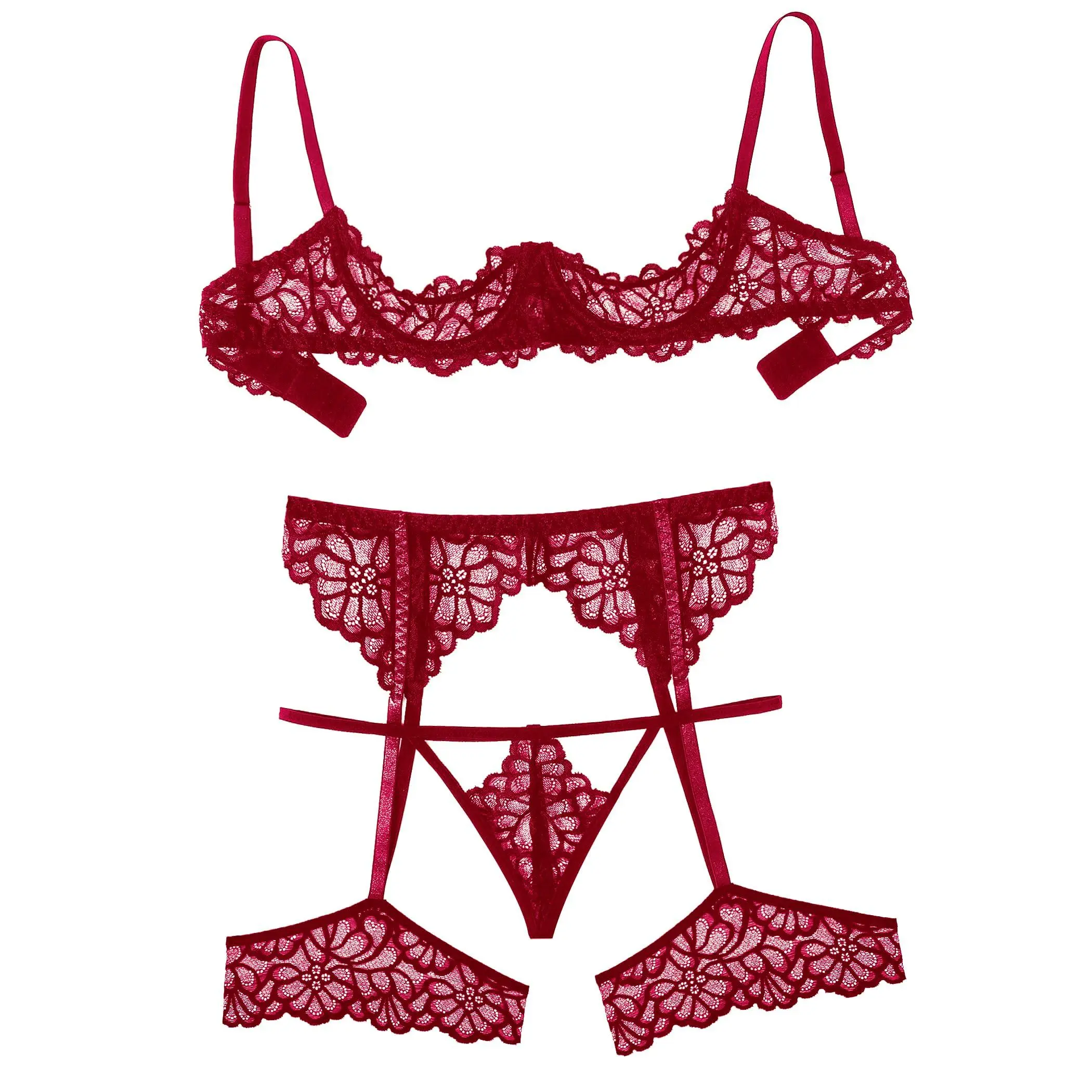 Avidlove Women Lingerie Sets with Garter Belt 3 Piece Lace Teddy Babydoll Bodysuit Avidlove Women Lingerie Sets with Garter Belt 3 Piece Lace Teddy Babydoll Bodysuit